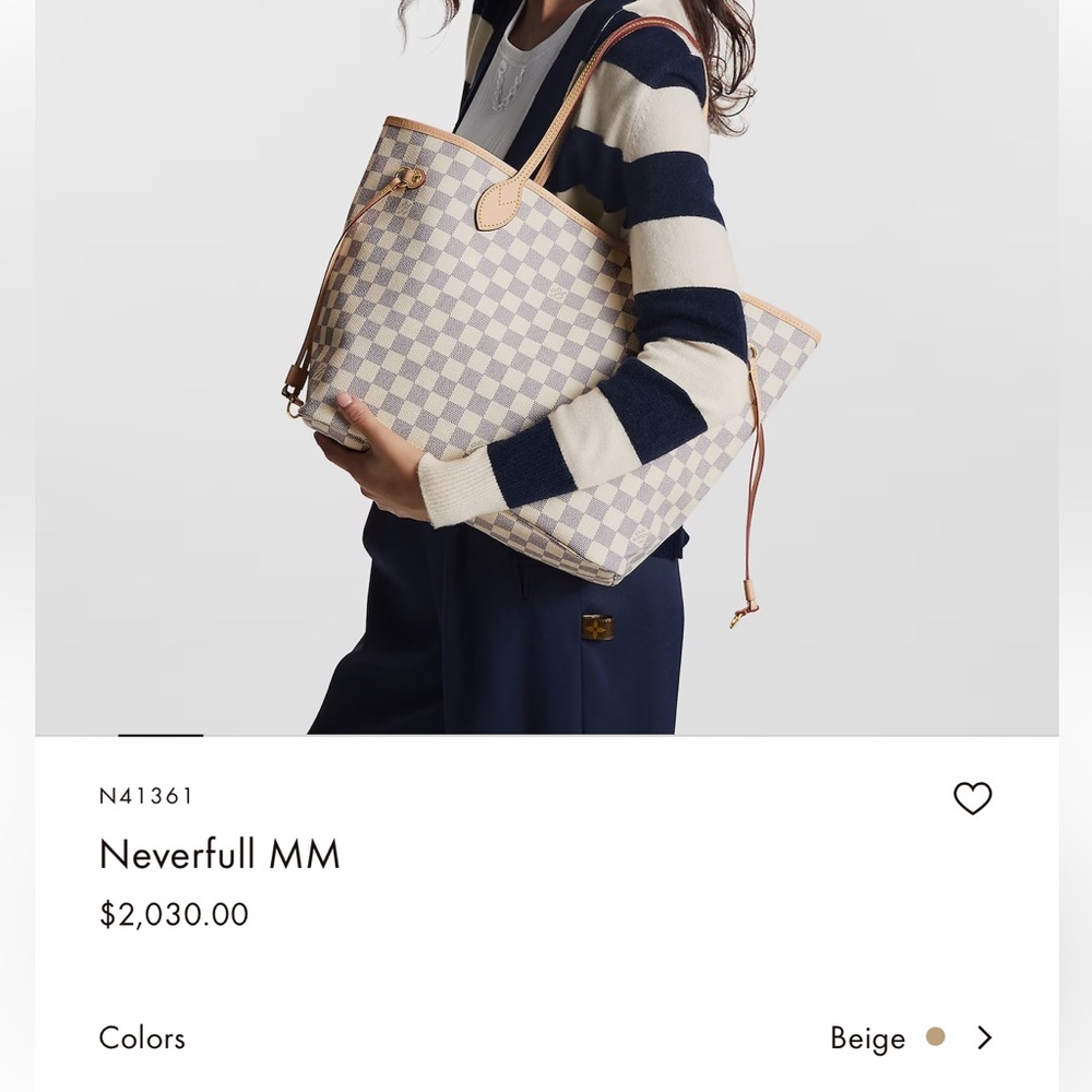 Louis Vuitton Neverfull MM Beige Damier Azure